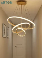 Modern LED Chandelier – Light Golden Body Hanging Lamp for Dining & Living Room, Warm White - Image 6