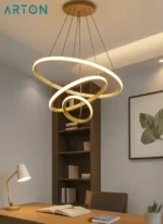 Modern LED Chandelier – Light Golden Body Hanging Lamp for Dining & Living Room, Warm White - Image 8