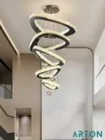 Modern Luxury Spiral Crystal Chandelier | Premium Pendant Lighting for Arton Interior